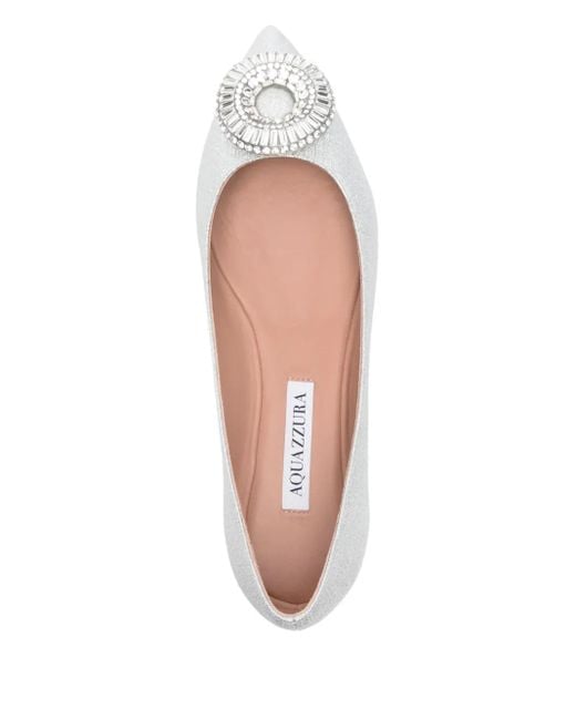 Aquazzura Crystal Hoop Ballerina's in het White