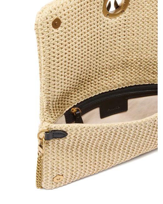 Pinko Natural Woven-Appliqué Crossbody Bag