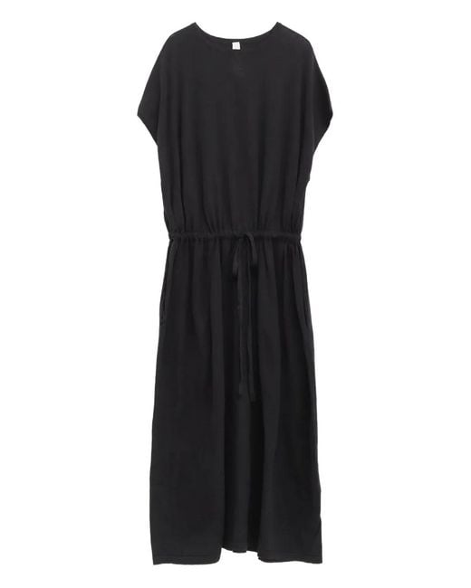 Lauren Manoogian Black Drawstring-Waist Midi Dress