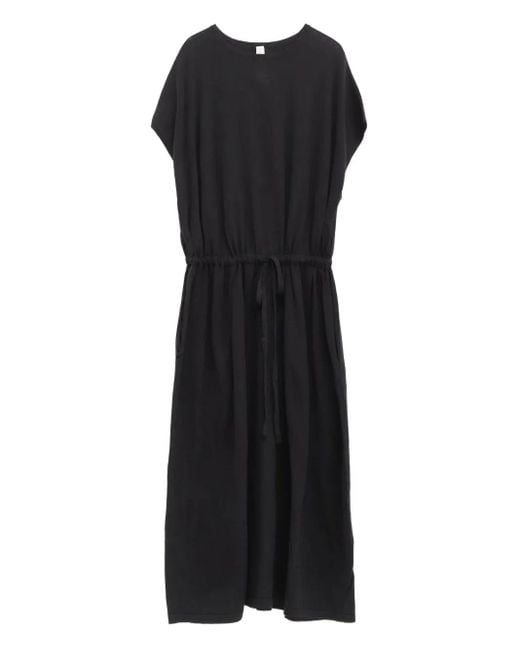 Lauren Manoogian Black Drawstring-Waist Midi Dress
