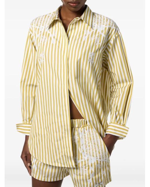 Chemise Boutonnée À Rayures Elisabetta Franchi en coloris White