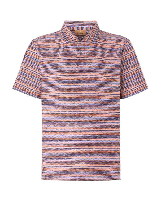 Missoni Pink Striped Short-Sleeve Polo Shirt for men