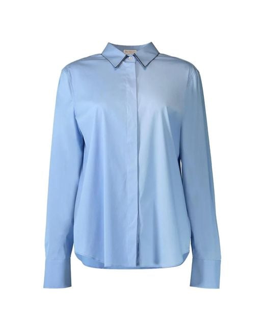 Brunello Cucinelli Blue Monili Collar Shirt