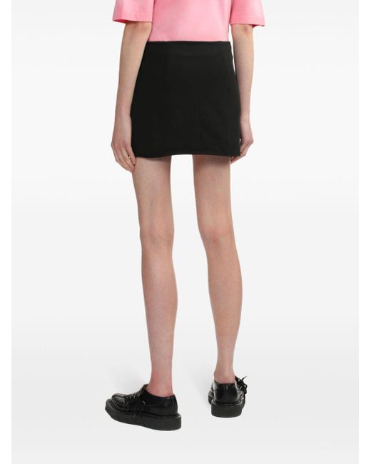 we11done Black Logo-print Cotton-blend Skirt