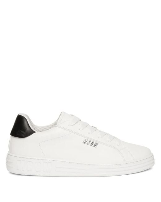 MSGM White Panelled Leather Low-Top Sneakers for men