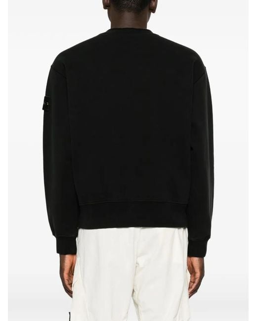 Stone Island Black Compass-Patch Sweatshirt for men