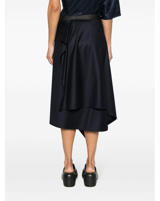 Fendi Blue Asymmetrical Midi Skirt