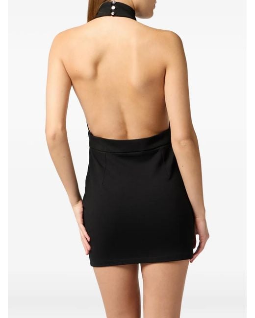Philipp Plein Black Backless Mini Dress Fatale