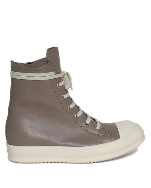Rick Owens Brown Leather Zip-fastening High-top Trainers