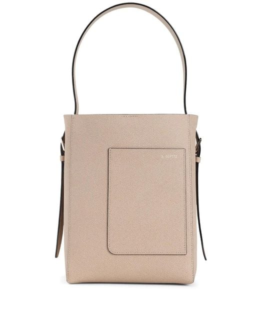 Valextra Natural Mini Leather Bucket Bag