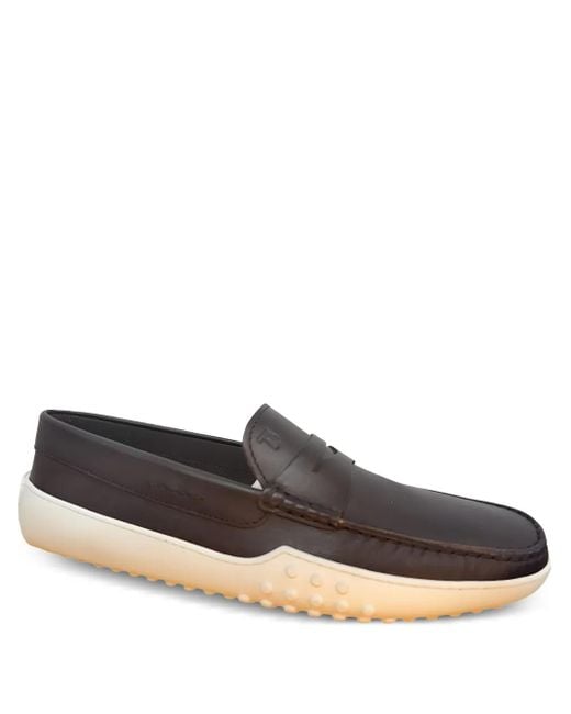 Mocassini Con Dettaglio Zigrinato di Tod's in Brown da Uomo