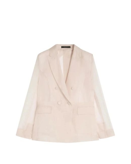 Max Mara Natural Slogan Silk-Organza Blazer