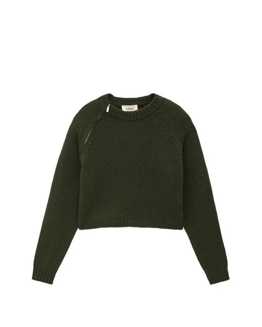 Ba&sh Green Zip-Detail Corvy Sweater