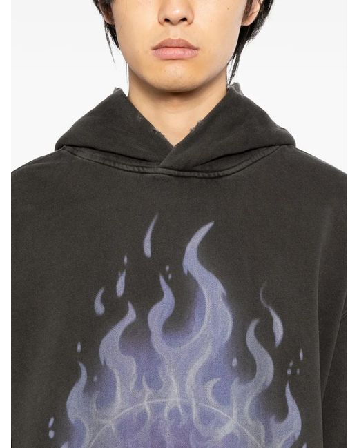 WARMAN Black Skull Printed Hoodie for men