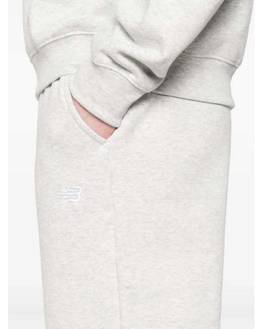 New Balance White Jogginghose Mit Elastischen Bündchen