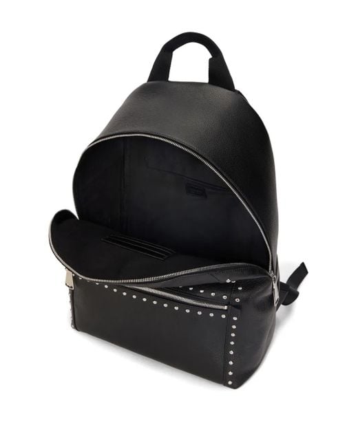 Roberto Cavalli Black Logo-Plaque Studded Leather Backpack for men