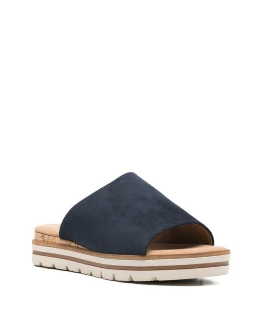 Gabor Blue Platform Mules