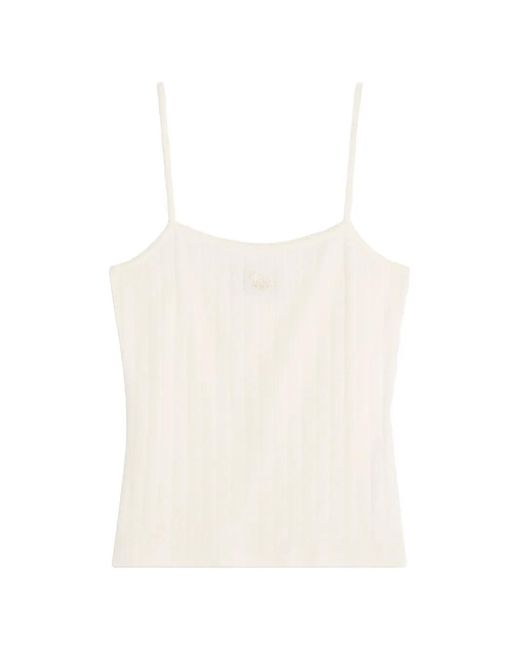 Maison Kitsuné White Logo-Print Top