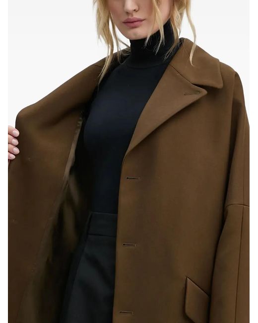 MM6 by Maison Margiela Brown Button-Fastening Wide-Sleeve Coat
