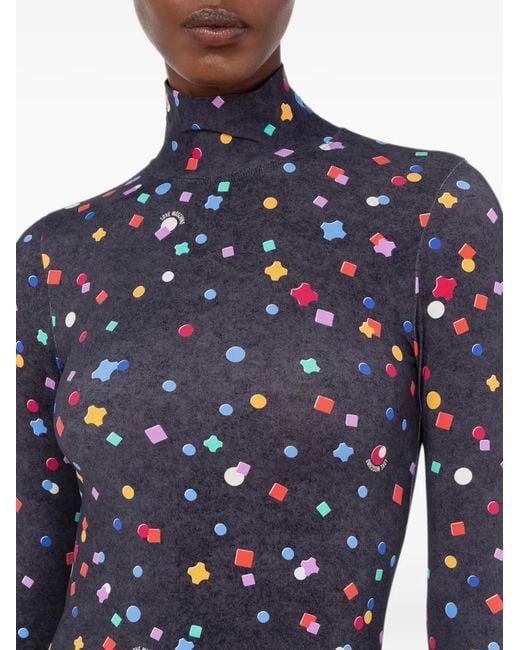 Love Moschino Blue Short Dress Made Of Printed Technical Jersey