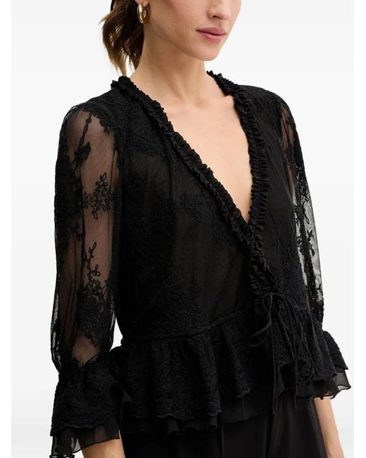 Bardot Black Ruffled Laced Top