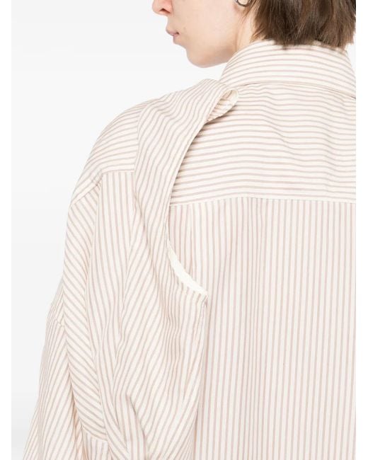 Maison Mihara Yasuhiro White Striped Sleeveless Shirt Dress
