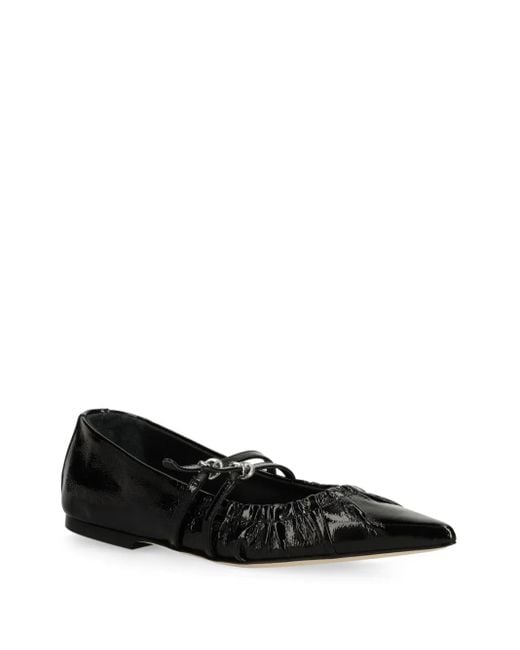 MSGM Black Ruched Ballet Flats
