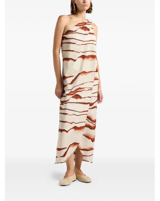 Liviana Conti White Artemide One-Shoulder Abstract-Print Dress