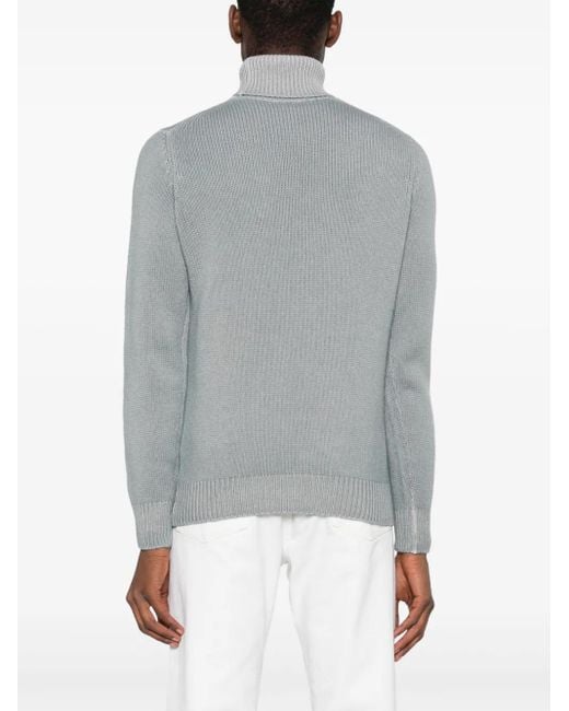 Dell'Oglio Gray Roll-Neck Knit Jumper for men