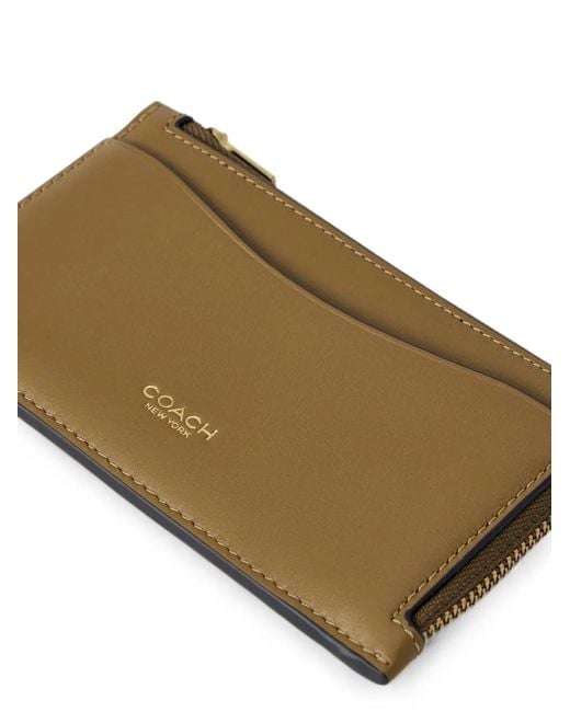 COACH Brown Smooth Leather Zip-Around Cardholder