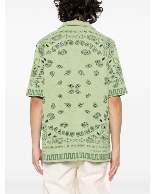 Alanui Green Bandana-jacquard Cotton Shirt for men