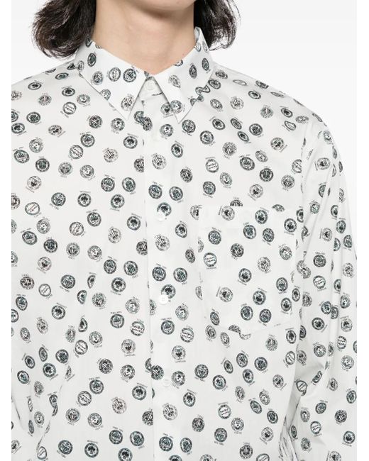 Maison Kitsuné White Graphic-Print Cotton Shirt for men