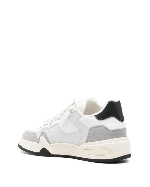 Giuseppe Zanotti White Zip-Detail Leather Sneakers for men