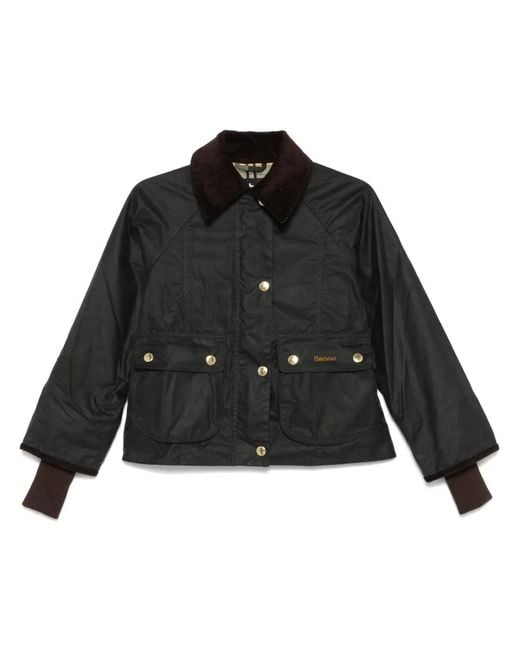 Barbour Black Beadnell Waxed Cropped Jacket