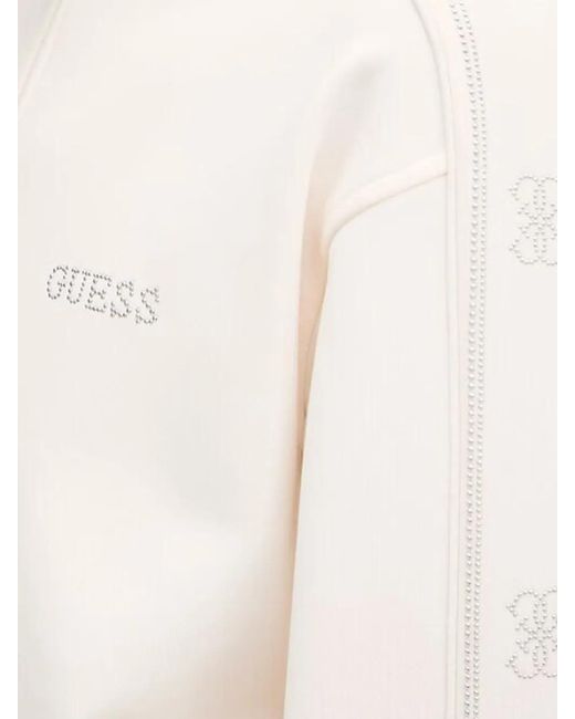 Guess White Octavia Logo Zip-Up Sweatshirt