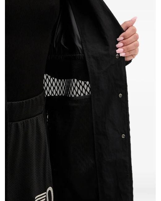 EA7 Black Mesh-Panel Trench Coat