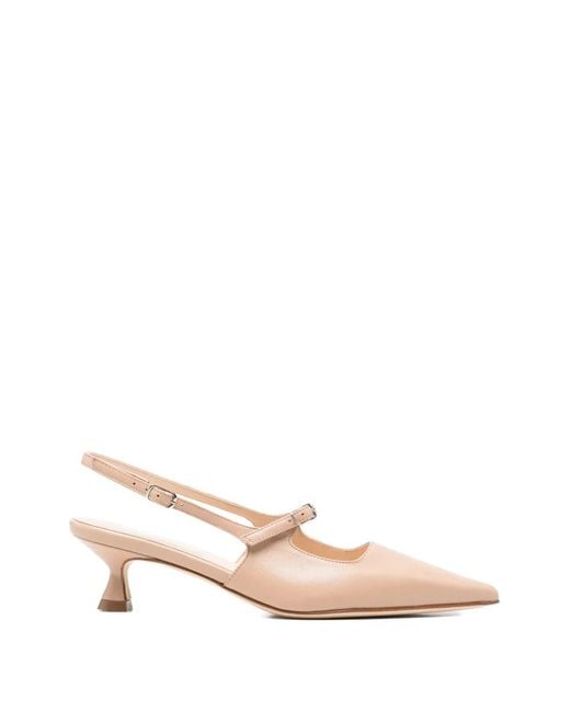 Anna F. Pink Pointed-Toe Leather Pumps