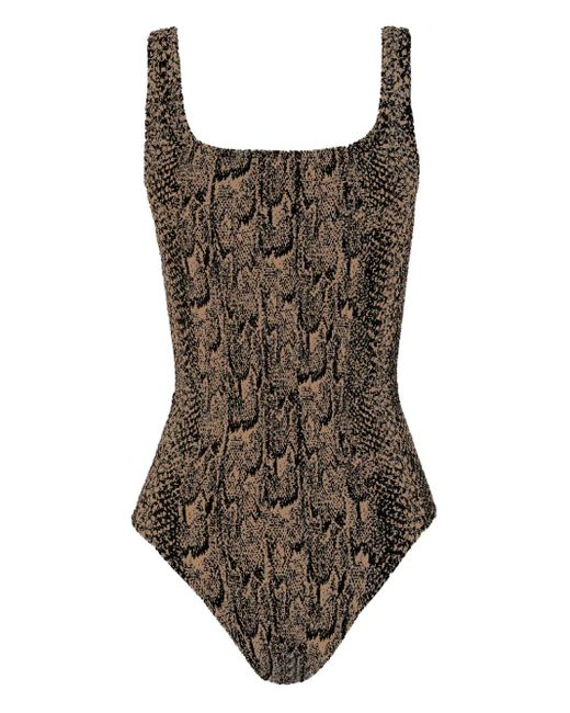 Wolford Brown Python-Print Bodysuit