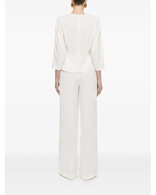 Nissa White V-Neck Blouse