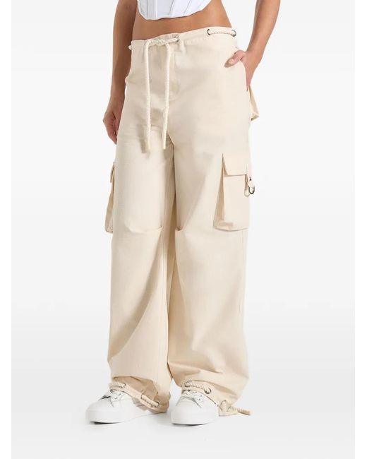 Manière De Voir Natural Rosa Cargo-Pocket Straight Trousers