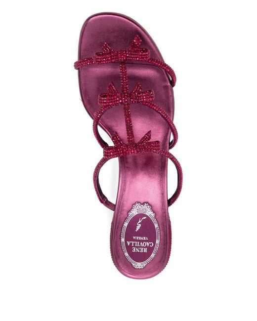 Rene Caovilla Pink 40Mm Crystal-Embellished Ribbon Heeled Sandals