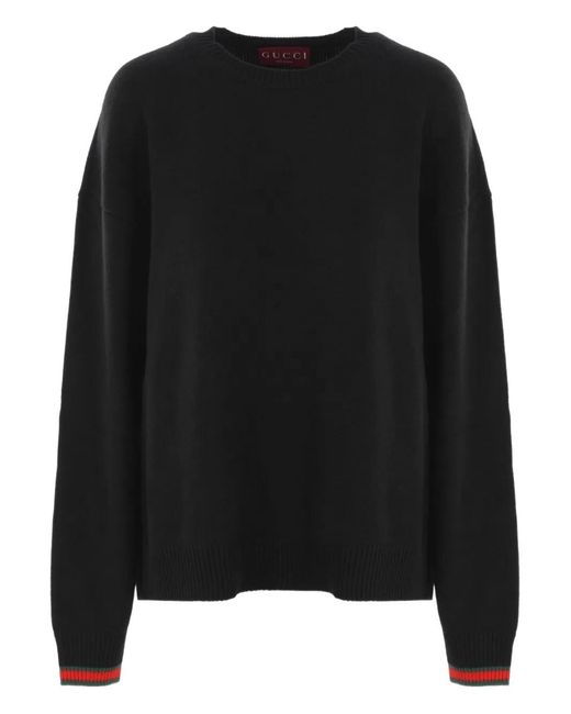 Gucci Black Dropped Shoulder Web Trim Sweatshirt