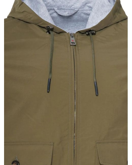Kiton Green Flap-Pockets Hooded Jacket for men