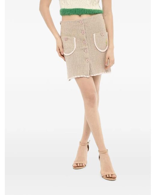 Cormio Natural Chiara Ornamental-Button Cotton Mini Skirt