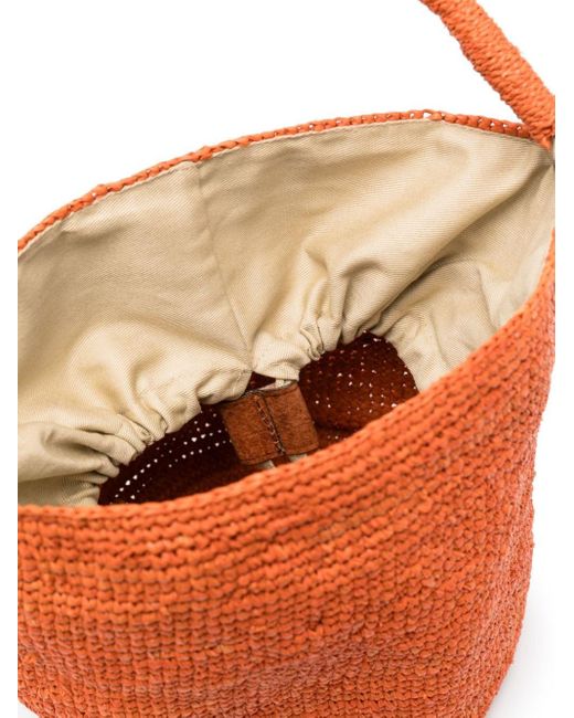 IBELIV Orange Siny Raffia Bucket Bag