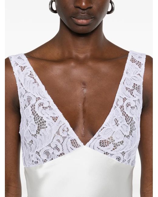 Atu Body Couture White Lace V-Neck Maxi Dress