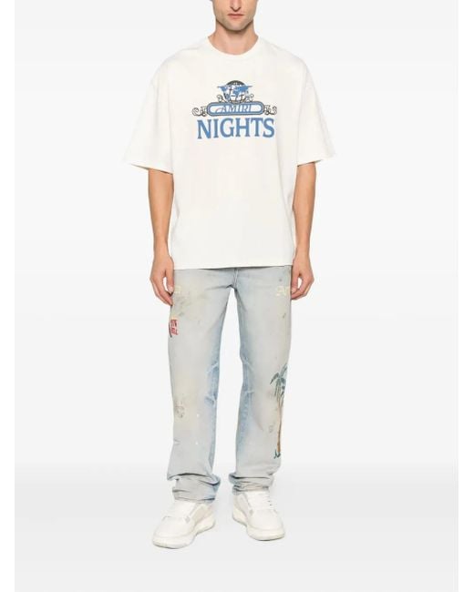 Amiri White Text-Print T-Shirt for men