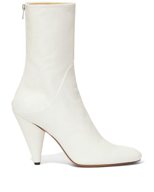 Proenza Schouler Cone 85mm Leather Ankle Boots White