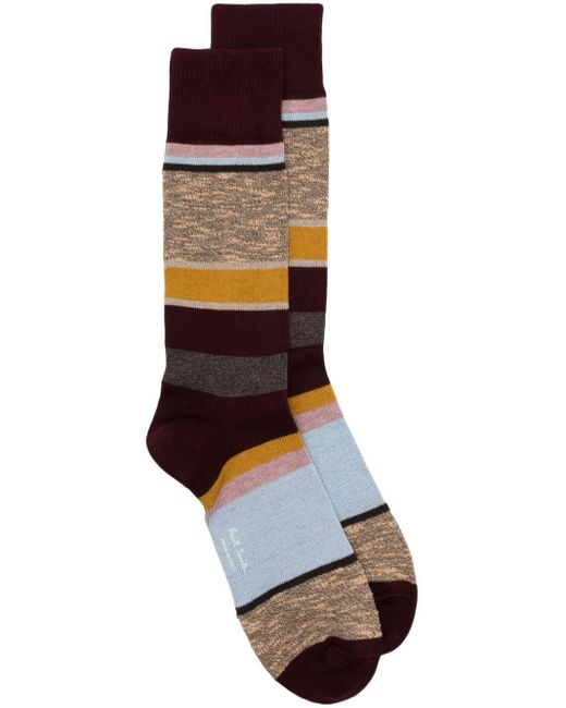 Paul Smith White Stripe-pattern Cotton-blend Socks for men