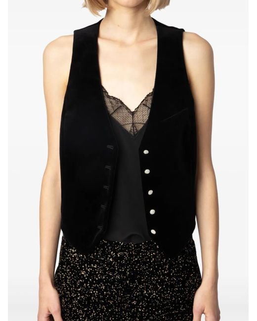 Zadig & Voltaire Black Emaux Velvet Vest